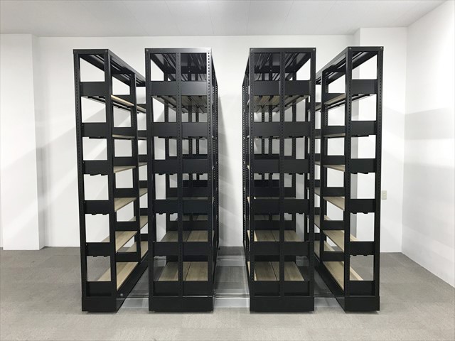 スライドキャビネット 4列2連 FOS オープン式移動書架[井上金庫][中古