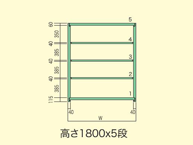 スチールラック 中軽量200kg 天地5段 ボルトレス KKKラック