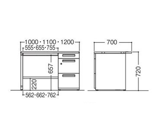 �Б��f�X�N�@3�i���@�f���G�i�@S�^�C�v�@����720mm�@DUS-127-A3 155101