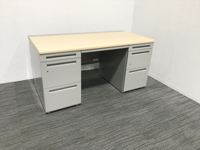 UCHIDA 両袖 事務机 事務用品 鍵付き