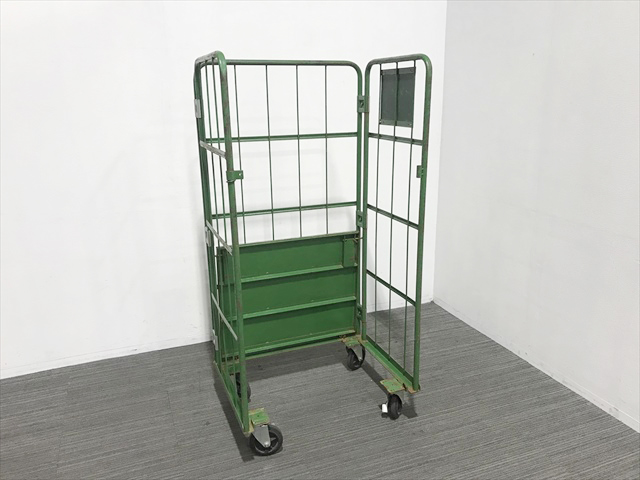 特注仕様 3段棚付き 観音扉仕様 カゴ台車 ※残2台 K018