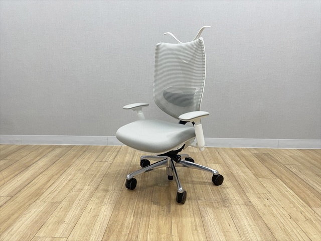 【残り1台】ITOKI　オフィスチェア ハンガー付 エフ ハイバック 布張り KF-330GSH-T1M4 新品7万円程度 (IA52) オカムラのサブリナチェア ハイバック ハンガー・ランバーサポート付
