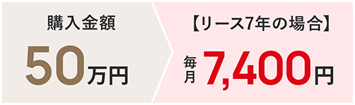 購入金額 50万円 【リース7年の場合】 毎月7,400円